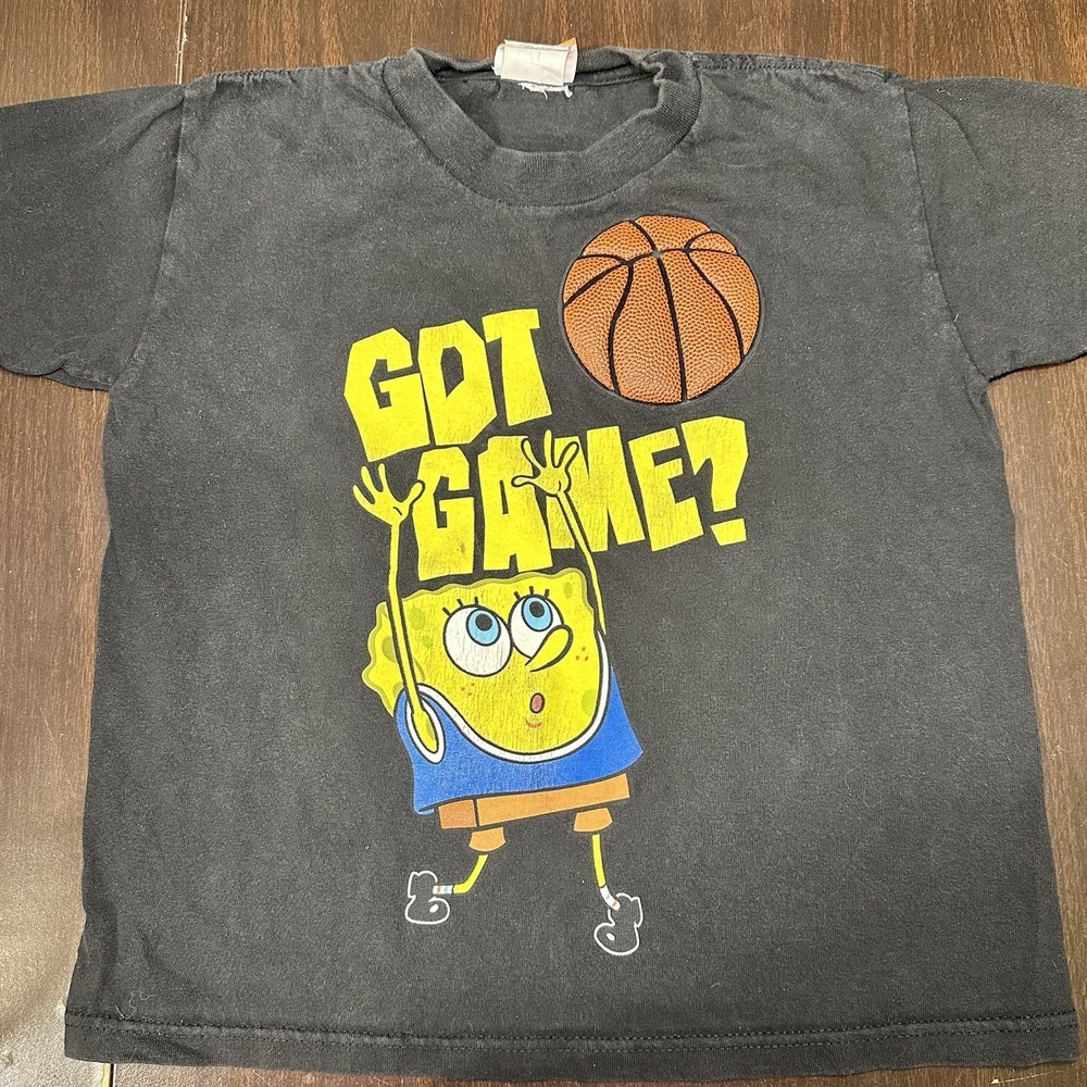 Vintage 2006 Nickelodeon SpongeBob Got Game Basketball T Shirt Boys Size 6/7 Y2K